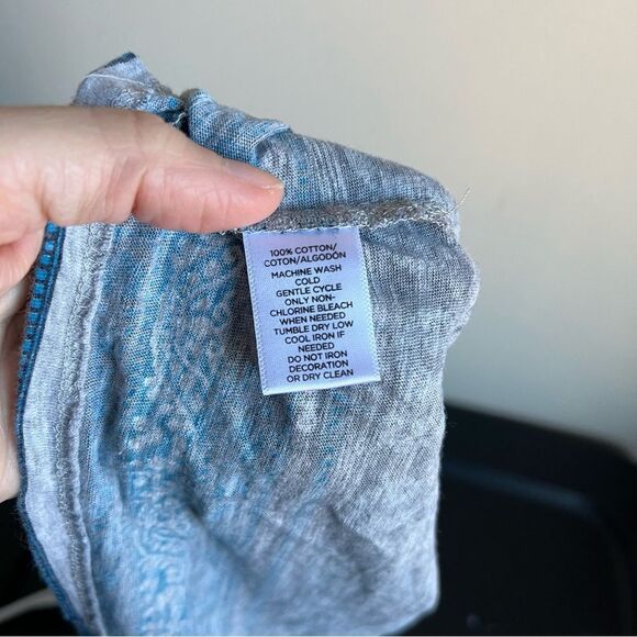 Loft Gray Paisley Bordered Hem Short Sleeve Tee T-shirt Blouse - Picture 5 of 5